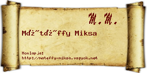 Mátéffy Miksa névjegykártya